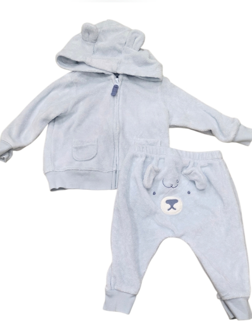 Carter's Light Blue Terry Hooded Bear Athletic Set 6 Months